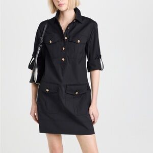 NWT Veronica Beard Black Gold Button Shirt Saude Dress